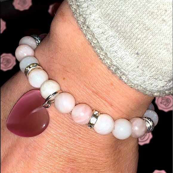 🪬2/$25🪬 Natural Pink Opal 8mm Stone with Pink Opal Charm Stretch Bracelet - Picture 10 of 16